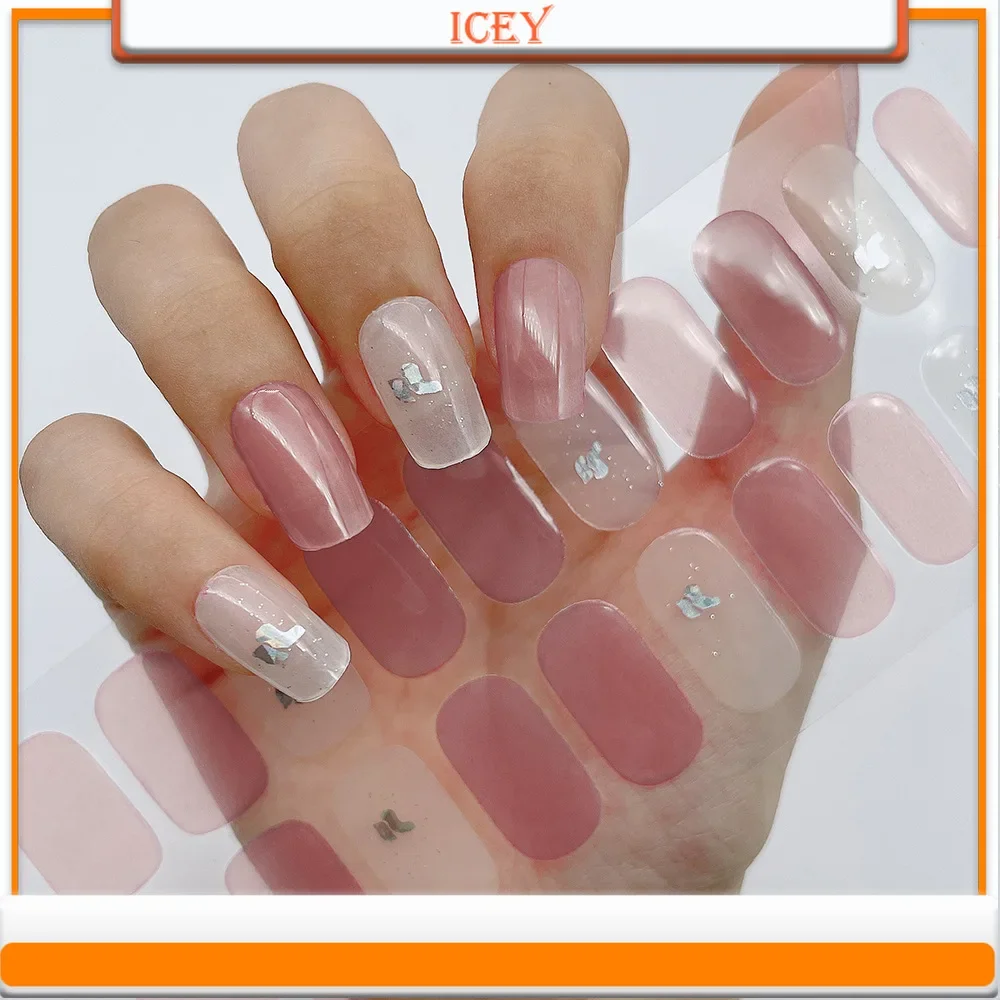 Icey Beauty 1 Набор градиентных гелевых наклеек для ногтей без выпечки лазер цветы простые твердые наклейки для ногтей