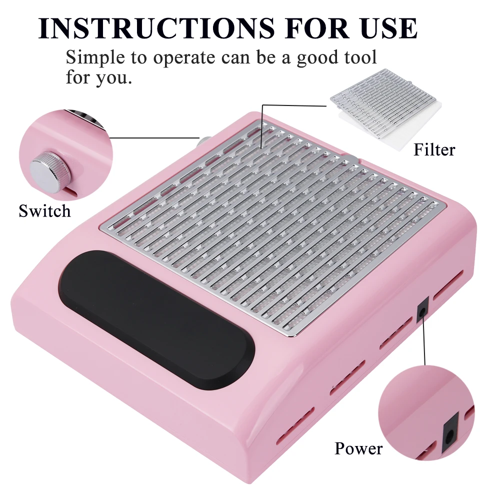 3100RPM Nail Dust Collector Strong Power Nail Vacuum Cleaner With Remove Filter Nail Extractor Fan For Manicure Machine Tools