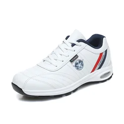 Homens preto sapatos de golfe à prova dwaterproof água spikeless tênis de golfe leve esporte formadores branco tênis de corrida golfe wear manter pele quente