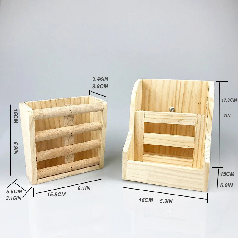 Pet wooden grass rack rabbit food bowl food box 2-in-1 grass rack rabbit guinea pig Chinchillas built