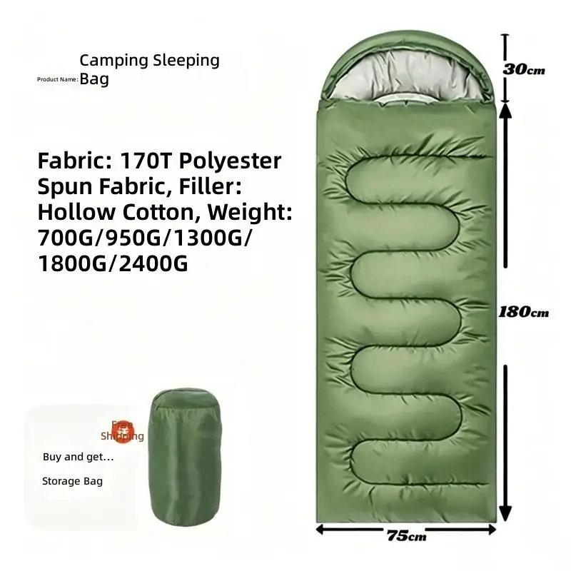 Waterproof Cold Weather 3 Season Outdoor Camping Sleeping Bag for Adults Portable Warm Sleep Sack OEM Customization Available view 2