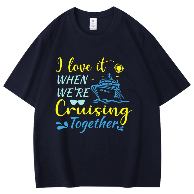 Love Cruising Together Pattern Herren Damen Baumwoll-T-Shirt, modisch, kurzärmelig, lässig, Sommer, schlicht, locker, neutrales Harajuku-T-Shirt – Detail 9