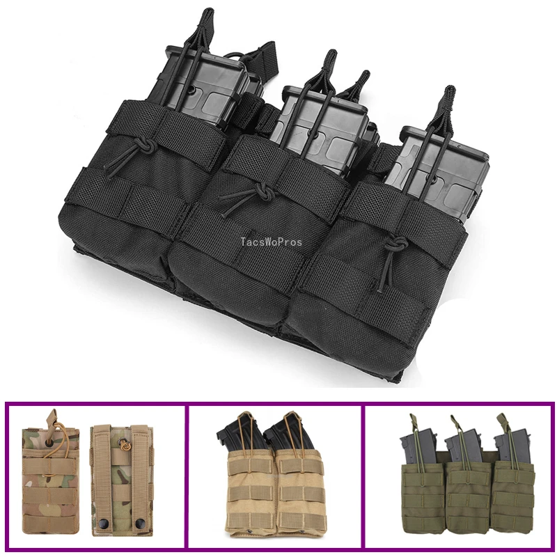 Bolsas tácticas para revistas M4 M16 AR15, soporte para Rifle Mag Molle, bolsa individual doble Triple Mag, riñonera, bolsas para chaleco de caza
