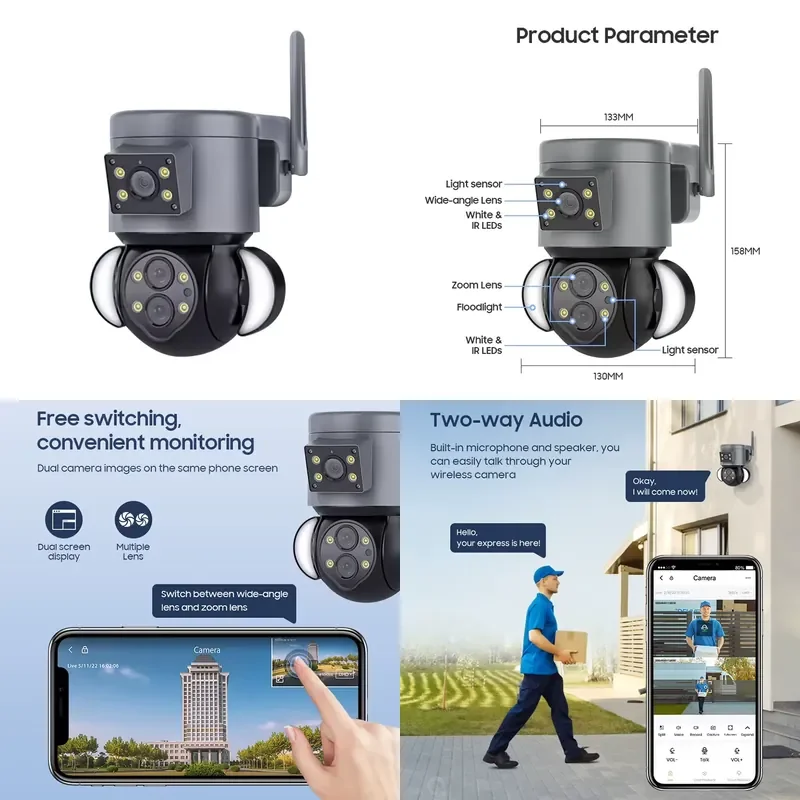 10x zoom outdoor remote smart WiFi network waterproof 1080P wireless camera