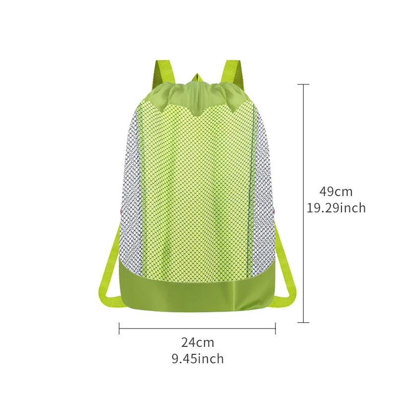 Children Drawstring Storage Bag Large Capacity Kids Double Shoulder Bags Boys Girls Beach Toy Net Organizer for Sand & Bath Toys view 6