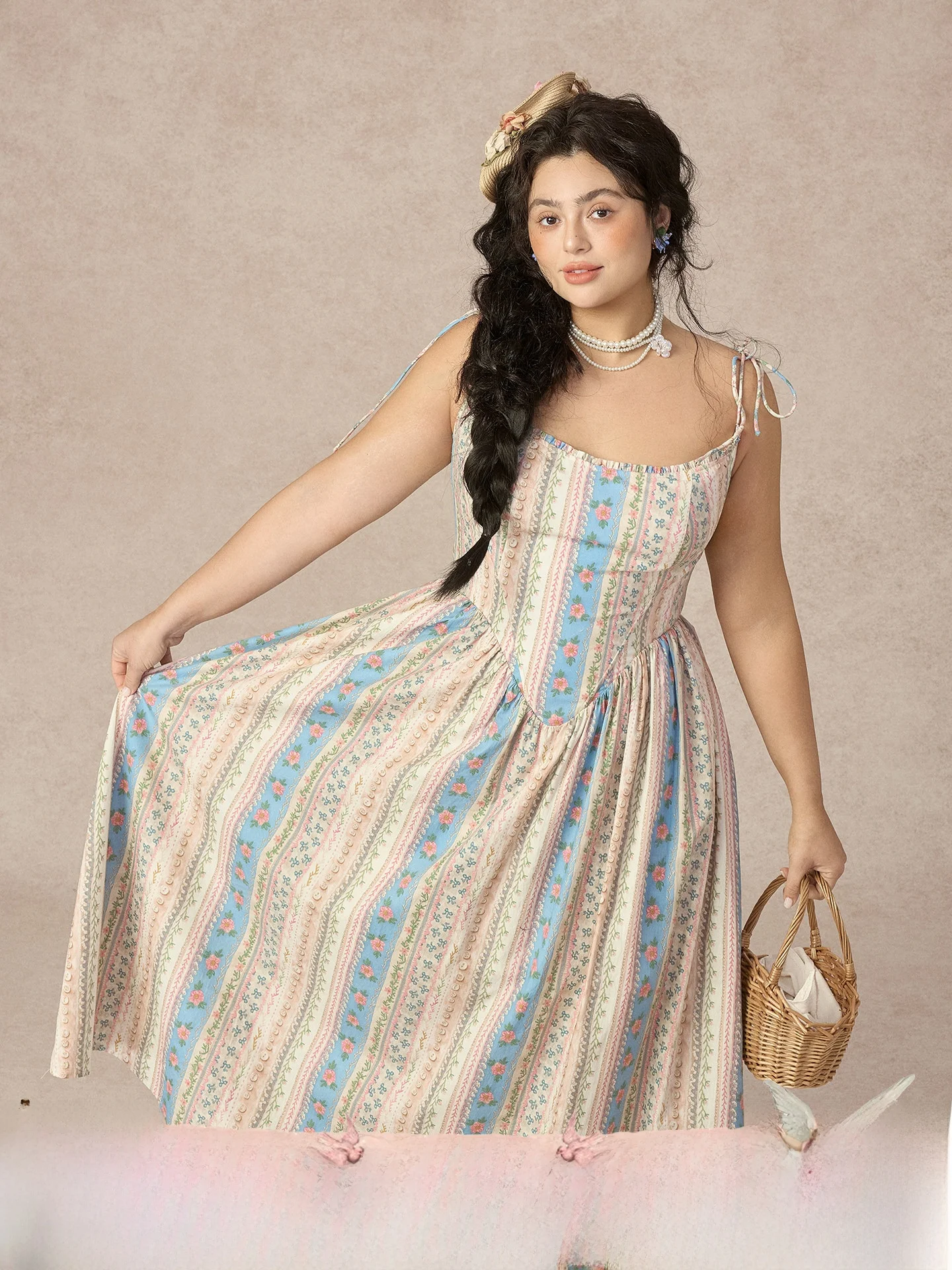 

Large Size Women's Rainbow Brie Countryside Sle Fibone Dr Vaion Dr Women's Clothing Cotton A-Line Midi Skirt