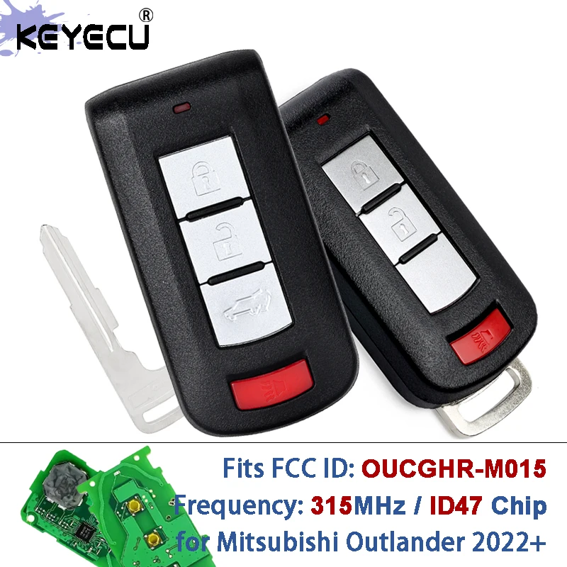 

KEYECU OUCGHR-M015 M015 8637D007 315MHz ID47 Chip 3 Buttons 4 Buttons Smart Remote Key Fob for Mitsubishi Outlander 2022+