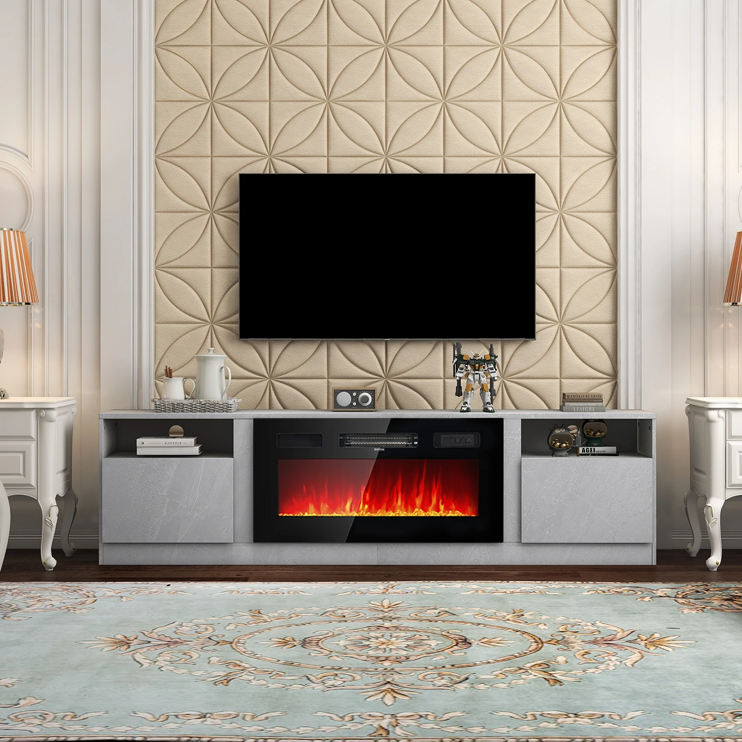 Aoxun Fireplace TV Stand Entertainment Center with 36