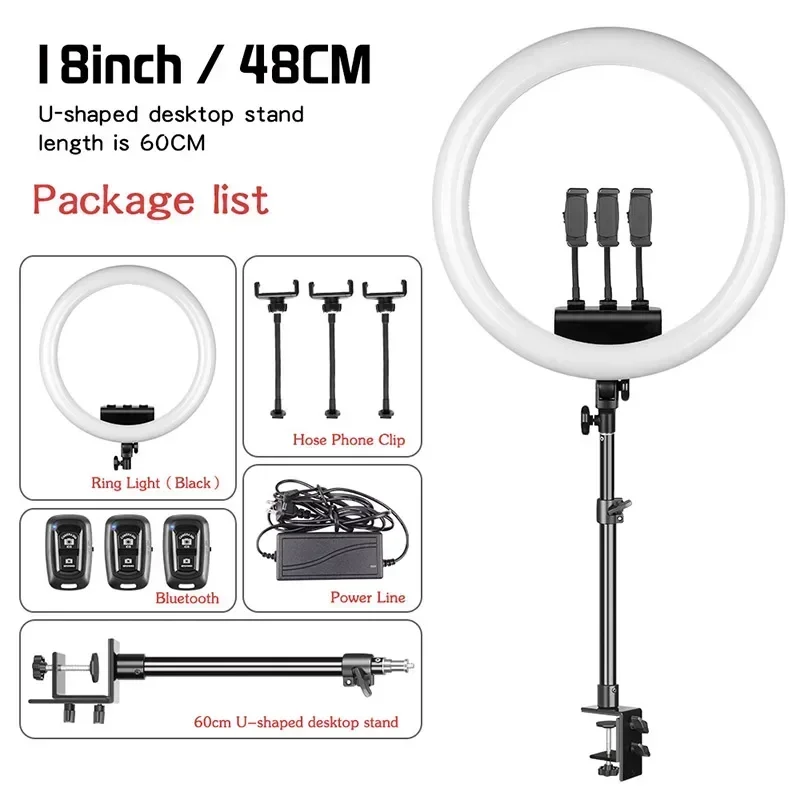 SH 45cm 18 inch Ringlamp USB Oplaadbaar Selfie LED Lamp met Statief Dimbaar Fotografie Licht voor Foto Fotografie Studio