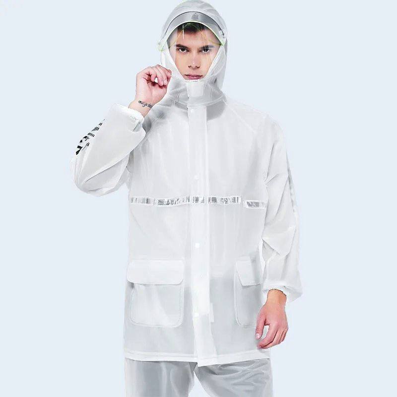 Motorcycle Raincoat for Women Fashion Men’s PVC Transparent Loose Rain Jacket Rain Pants Set Hiking Fishing Traveling Rain Gear