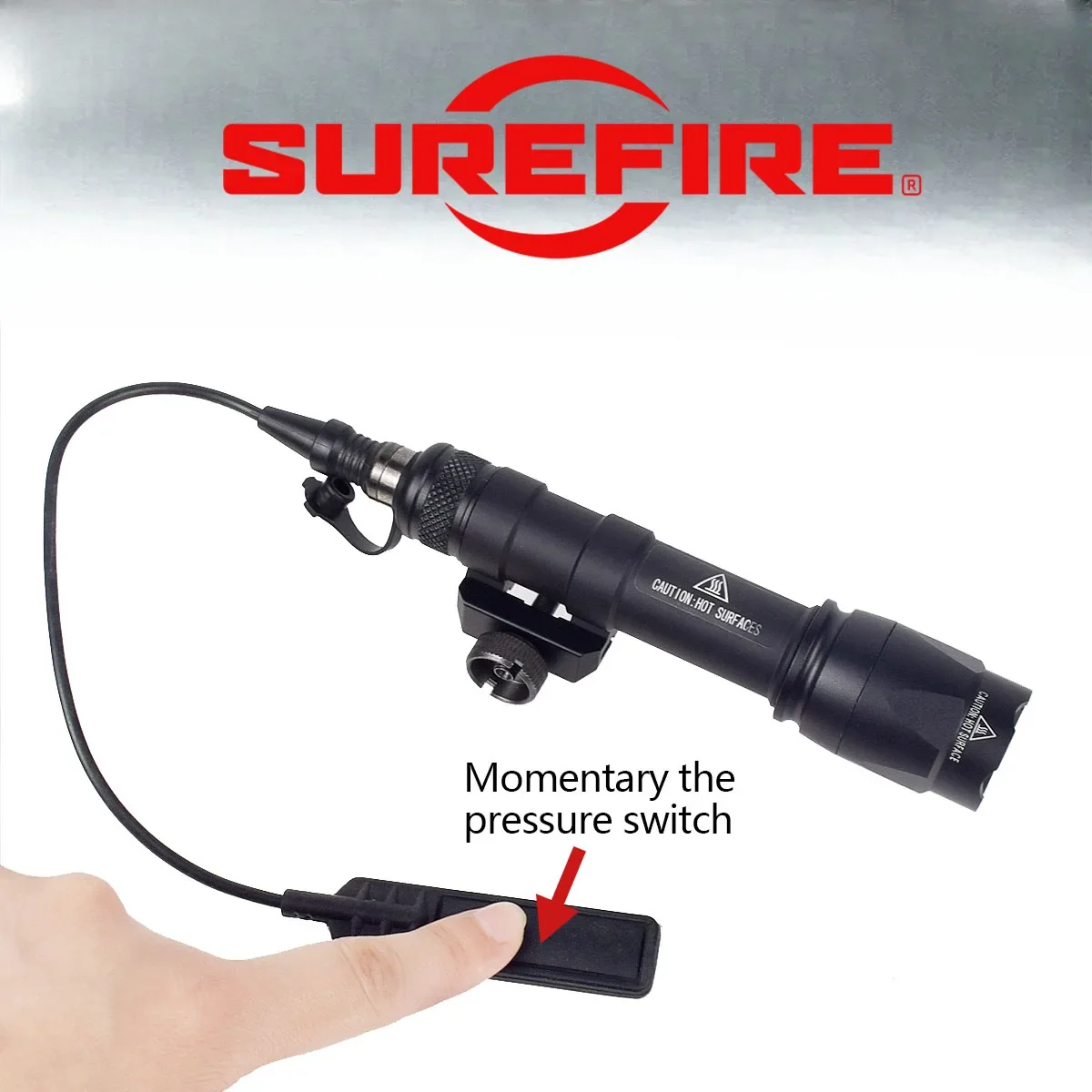 Tactical SureFire M300 M600 M Lok Keymod 20mm Rail Rifle Airsoft Scout LED Light Button Remote Pressure Switch Weapon Flashlight