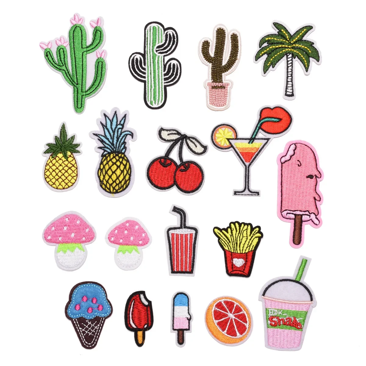 Cartoon Cloth Stickers Trees, Food and Other Patterns Embroidery Patches DIY Clothing Home Textile Decoration Products