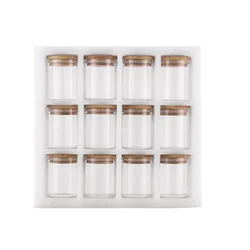 Bulk 12 Pcs Pack Glass Jar with Bamboo Lid Dried Fruit Storage Container Heat-resistant Storage Box 180ml Air Tight Glass Jars