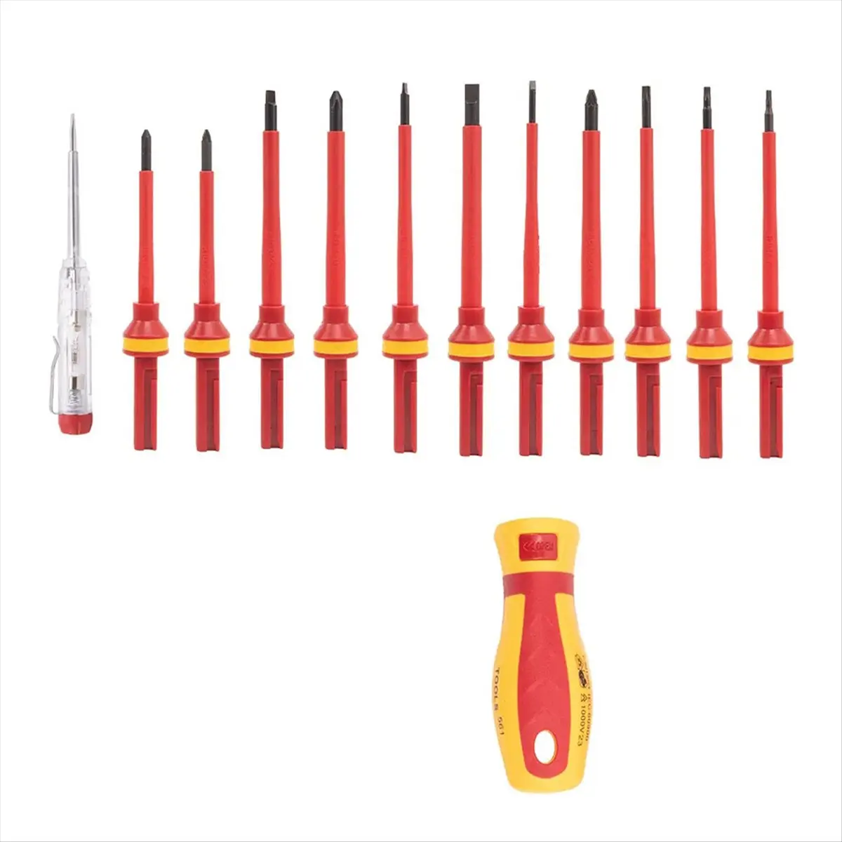 New 13pcs 1000V VDE Insulated Screwdriver Set with Magnetic Torx Hex Bits for Electrician Repair Tools & Home Use