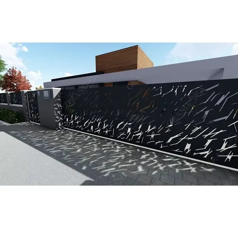 Grandsea Manor Design Villa Front Yard Security Fence Fancy Carved Grille Aluminum Panel Fence
