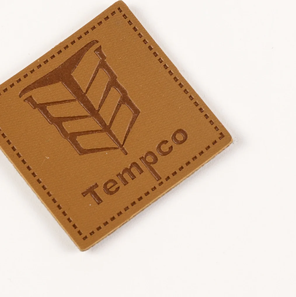 Customized 1000pcs embossed printed PU Leather Label/Tag badge patch for Jeans/clothing/Garment/Shoes/Bags with sewing view 5