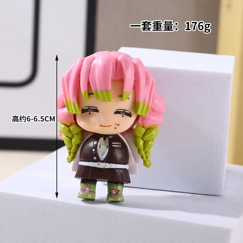 6 szt./zestaw Demon Slayer Mitsuri Kanroji Śliczne Figurki Model Zabawki 6,5 cm Pełne Jedzenie Akcja Kolekcjonerskie Figurki Anime dla Fanów
