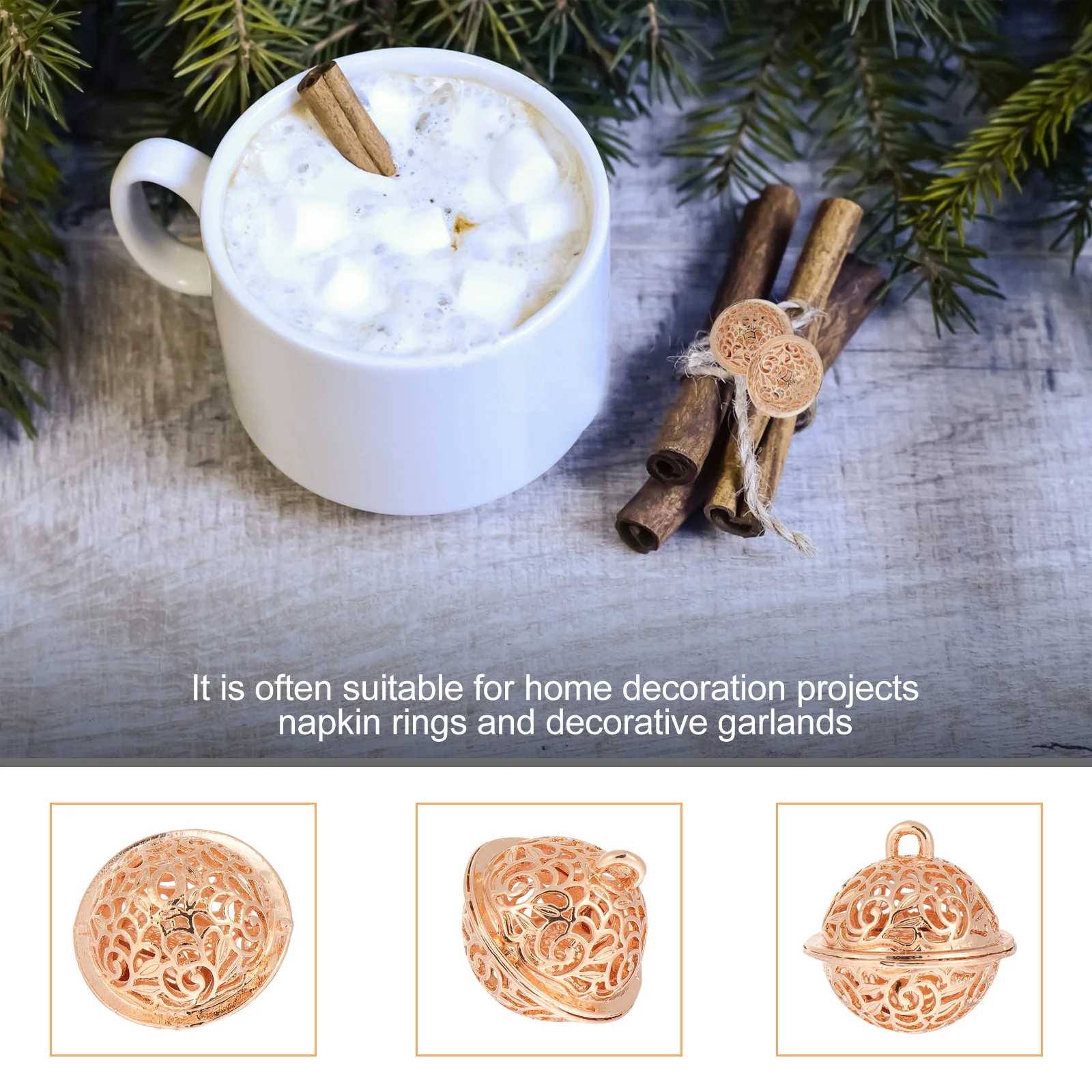 

10Pcs Hollow Electroplated Tin Alloy Bells Delicate Christmas Decoration DIY Craft Hollow-Out Key Chain Pendant Bag Hanging