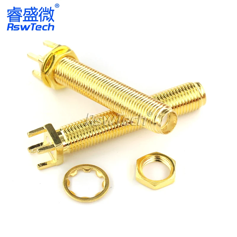 5PCS SMA SMA-KE PCB Female connector Striaght 28.5MM Female Jack Adapter Solder Edge PCB Mount RF Copper Connector Plug Socket