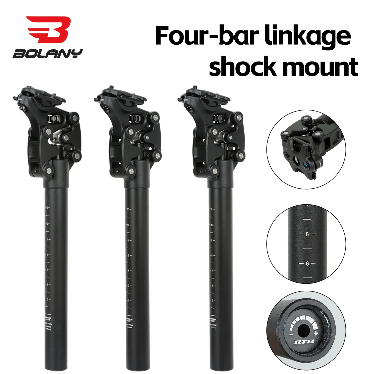 

BOLANY MTB Bicycle Suspension Seat Post Mountain Bike Shock Absorber Seatpost 350mm*27.2mm/30.9mm/31.6mm Seat Tube