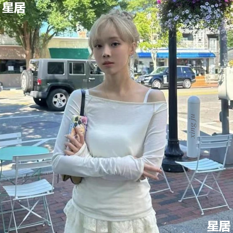 

New Jazz Dance Clothing Korean Singer Stage Performance Costumes Nightclub Girls White Off-Shoulder Tops Street Fashion Clothes