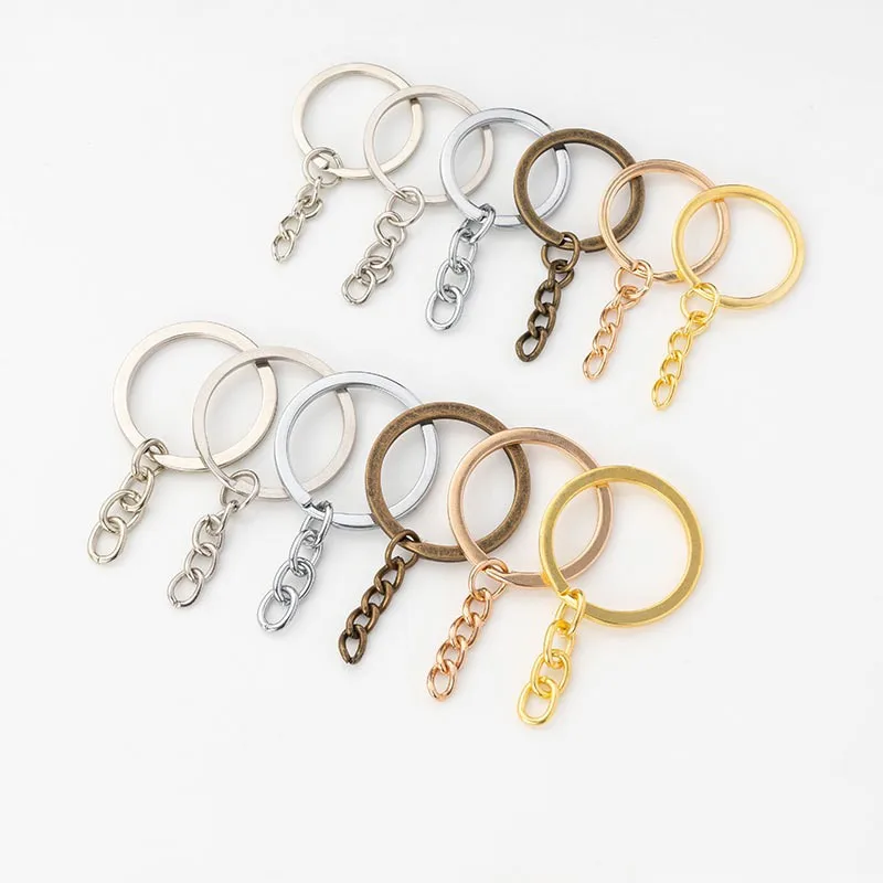 5 pcs 25mm/30mm Four Link Chain Rings Keychain Key Ring Chain Multi-colors Round DIY Jewelry Making Accessories Findings