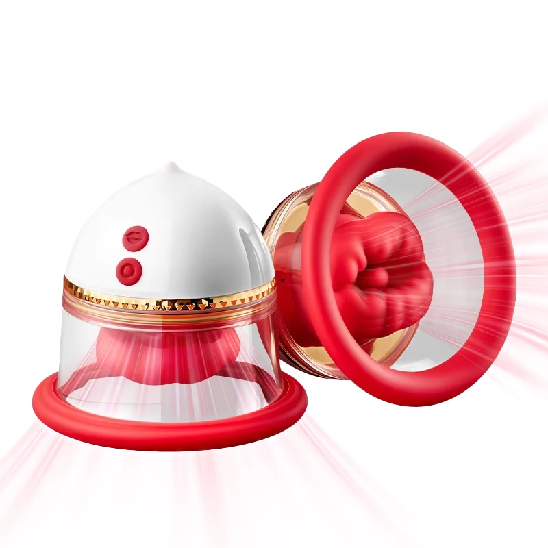 Big Mouth Breast Massager Vibrator Nipple Suction Clitoral Licking Stimulator Cup Head Breast Corrector Female Masturbation Devi