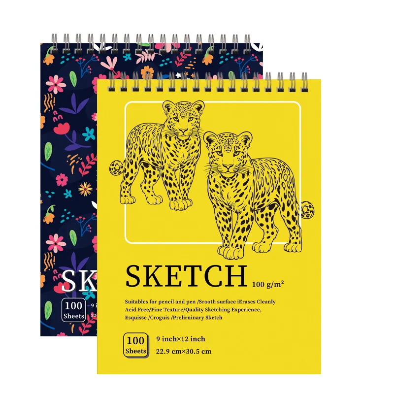 22.9x30.5 سنتيمتر لفائف كراسة الرسم 100 ورقة/200 صفحة سهلة التمزق للسفر رسم اللوحة الكتابة على الجدران تصميم مشروع #6