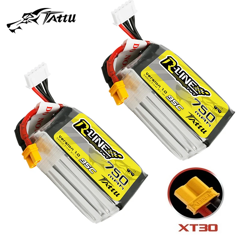 TATTU-R-LINE 1.0 14.8V LiPo แบตเตอรี่750mAh 95C สำหรับเครื่องบิน RC FPV Quadcopter เฮลิคอปเตอร์อุปกรณ์สำหรับโดรนแบตเตอรี่14.8V