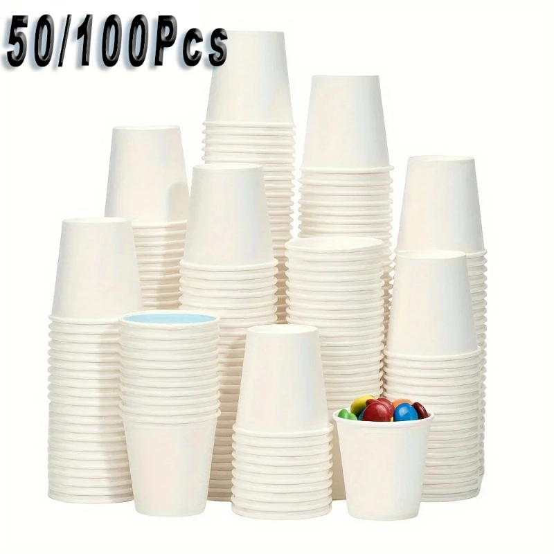 

50/100PCS Disposable Small Paper Cup Tasting Cup Perfect for Coffee Candy Juice Home Supermarket Holiday Party Activities