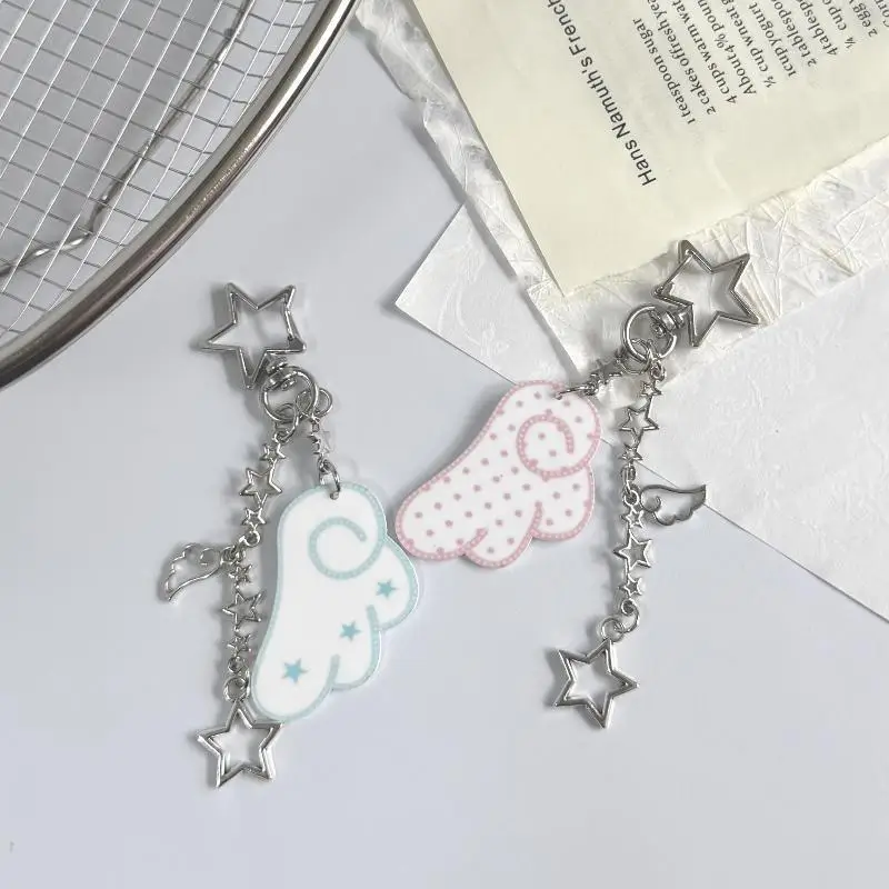 Y2K Stars Wings Keychain Pendant Cute Bag Hanging Angel Decoration Accessories Gift