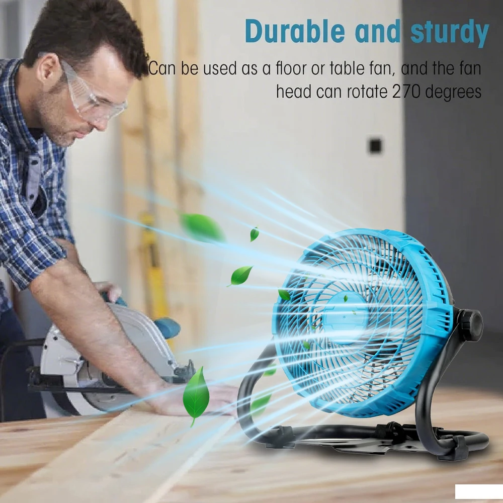 Ventilador de acampamento portátil alimentado ventilador de chão de mesa para makita 18v 20v bateria de lítio (sem bateria) ventilador recarregável resistente de 12 polegadas