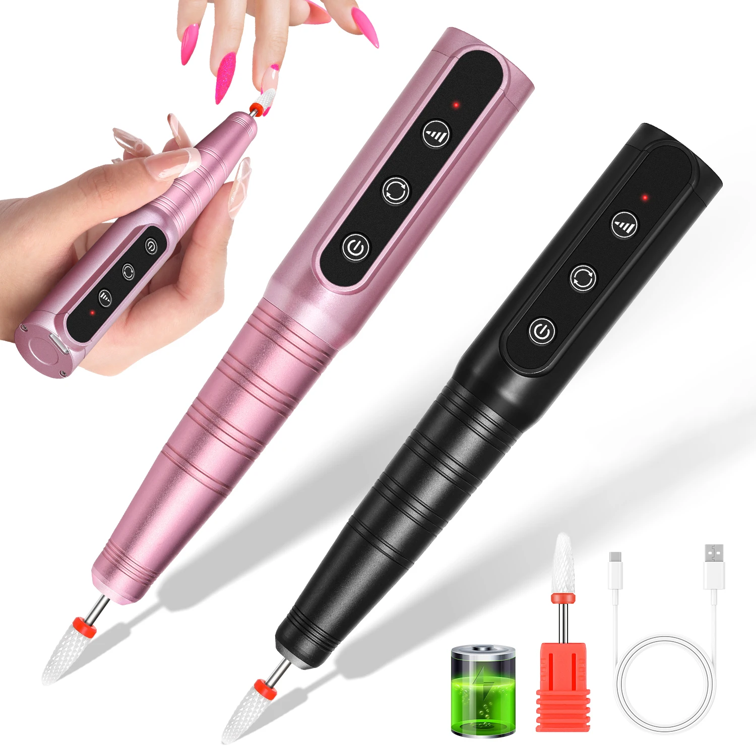 Perceuse à ongles Portable professionnelle, Rechargeable, sans fil, stylo ponceuse, lime à ongles électrique pour Salon de manucure