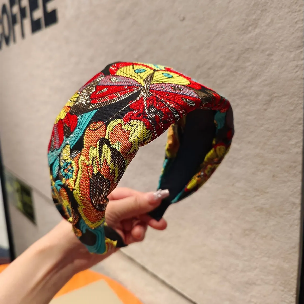 

Embroidery Fabric Wide Hairbands for Women Girls Headwear Fashion Knotted Headbands Female Elastic Hair Hoop Hair Accessories