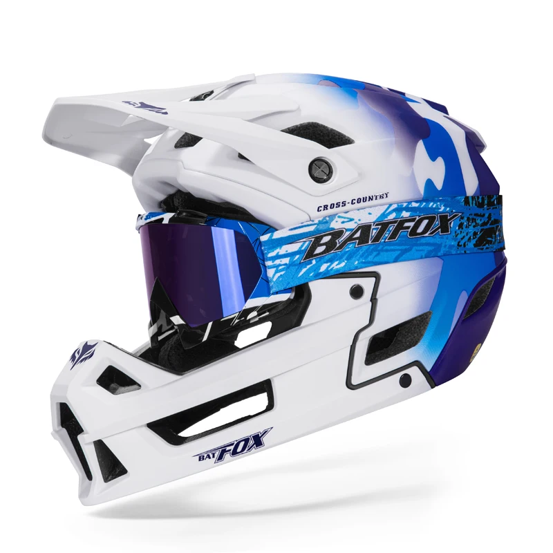 

BATFOX Adult Off-Road Full Face Helmet Shockproof PC 24 Vents Breathable Adjustable for MTB Wlectric Bike Motocross