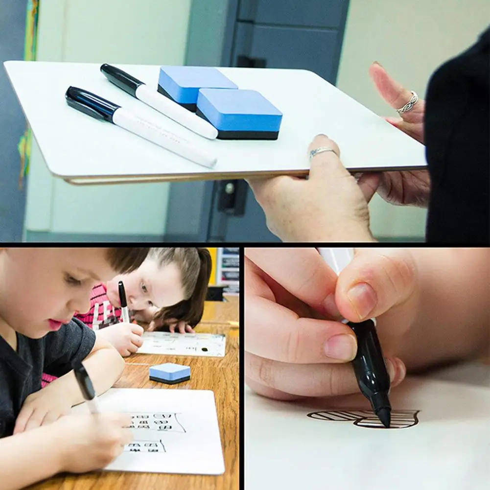 ポータブル両面ドライイレースホワイトボード、ミニホワイトボードセット、落書きウォールホワイトボード、メッセージと描画、多目的、2個