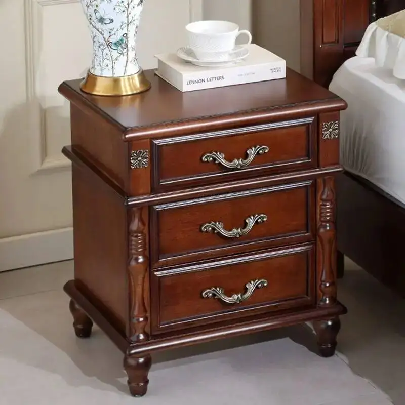 

European Space Brown Wooden Nightstands Organiser Large Saving Nightstands Bedroom Drawers Design Mesilla De Noche Furniture