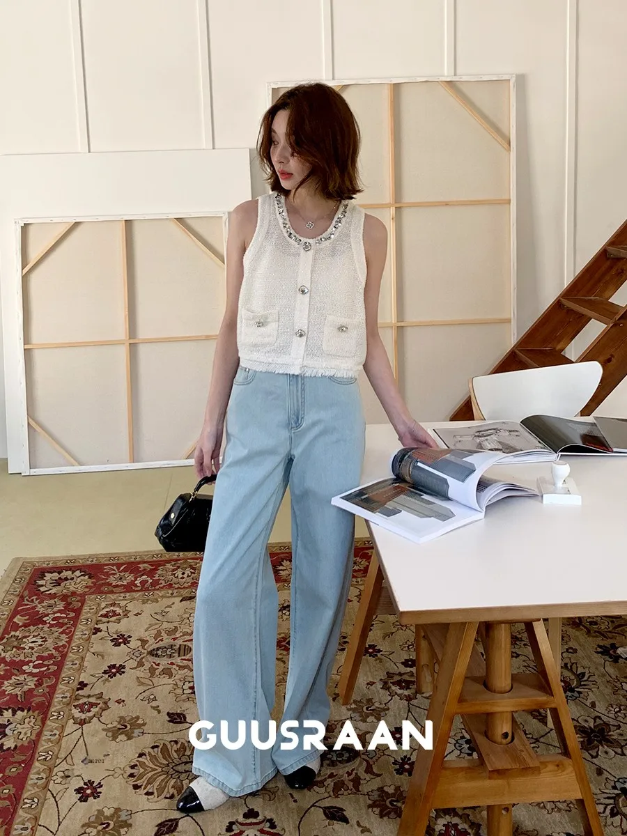 

Light Blue Tee-acetate Blended Linen Casual Women's Jeans Straight Leg Pants High Quali Comfortable Faionable Long Trou...