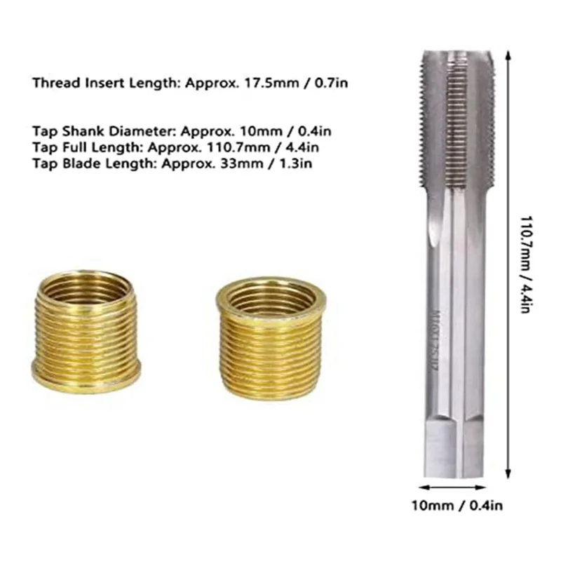 점화 플러그 스레드 수리 도구, M14X1.25 인서트 및 M16X1.25 탭 키트 XY가 포함된 고속 강철 탭 점화 플러그