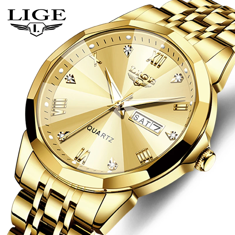 

Часы наручные LIGE мужские Кварцевые водонепроницаемые, роскошные деловые оригинальные повседневные, с ремешком из нержавеющей стали