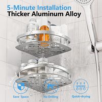 2pcs Adhensive Bathroom Shampoo Holder Shower Caddy Shelves Storage No Drill Shelf Corner Towel Holder Shelves for Bathroom