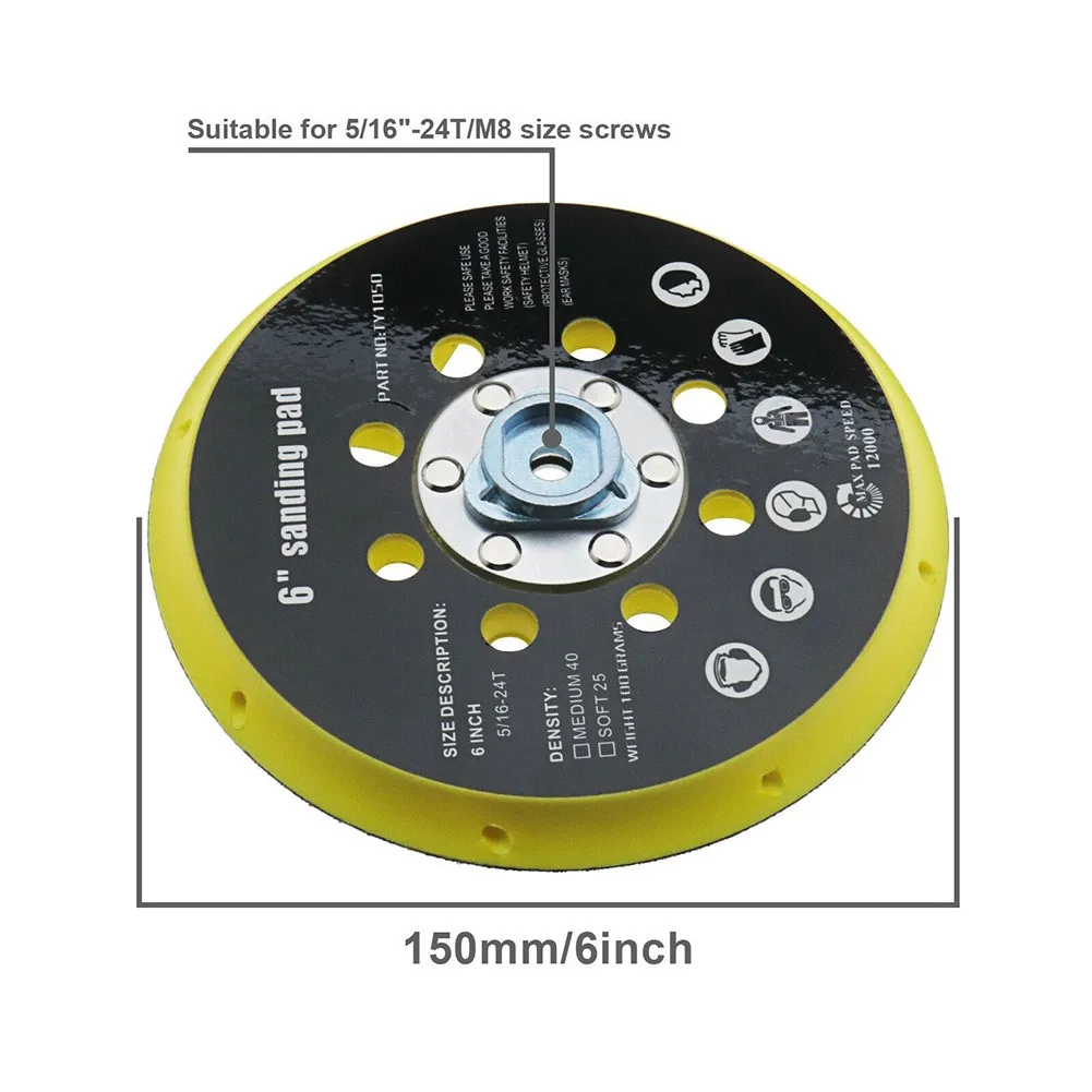 Sander Backing Pad 6Inch 17Holes For BO6030 BO6040 For Festool RO1 ES150 ET2 ES / ETS 150 Grinding Sanding