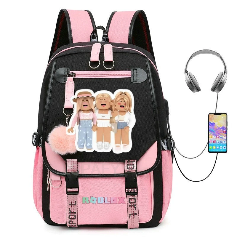 Gorący plecak studencki ROBLOX dziewczyna podróżny plecak szkolny moda plecak rekreacyjny Boba Anime torby szkolne na laptopa Usb Bookbags