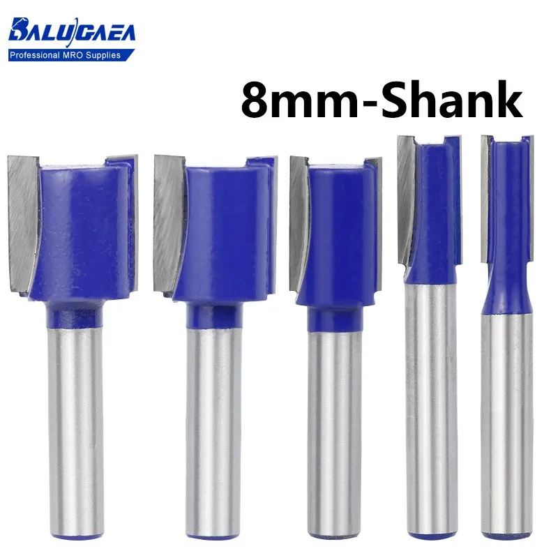 8mm Shank 2 Flute Straight Router Bit 8/10/14/18/20mm Dia Flush Trim Milling Cutter 20mm Cutting Length Wood Milling Cutter