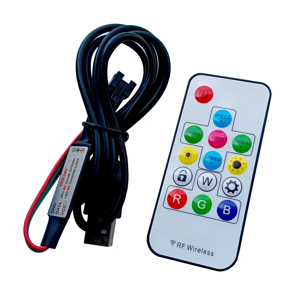 DC5-24V 14Keys LED Controller RGB Wireless RF Remote DIY USB/DC For WS2811 WS2812B Individually Addressable LED Strip Light