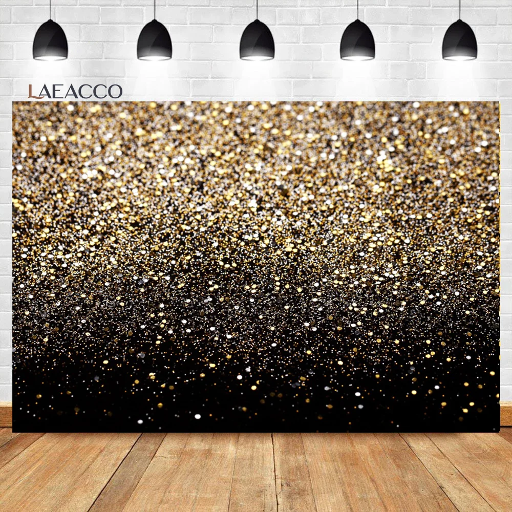 Laeacco Black and Silver Backdrop Glitter Bokeh Spots Wedding Party Decor Shiny Sparkle Birthday Portrait Photography Background