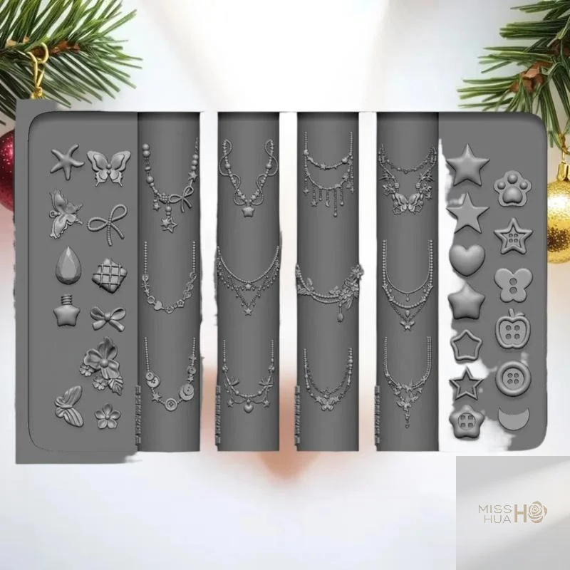 Manicure Design Must-Have: 3D Silicone Nail Mold Featuring Dragons Bone, Bowknot, Star Chain and Flower Patterns