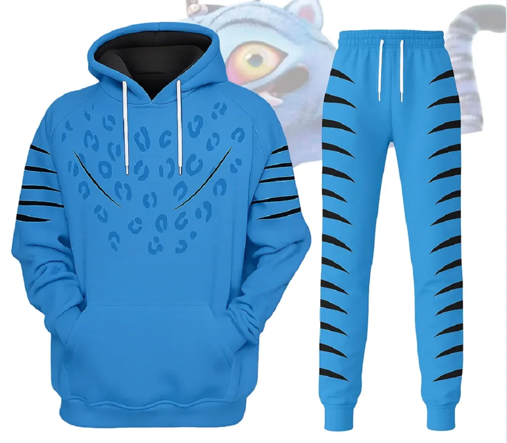 Derpy Tiger Hoodie Sets Kpop Demon Hunters 3d Print Set Men Women Fashion Hoodie+Pant 2Piece Set Men's Oversized Tracksuit Suits