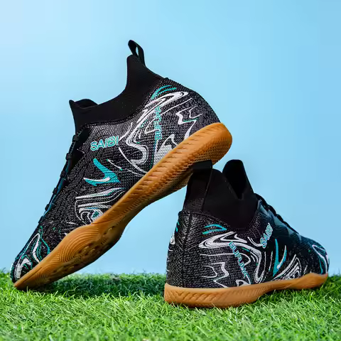 Men's Football Boots Unisex-Adult High-Top Professional Soccer Shoes for Youth Lightweight Grass Training Turf Outdoor Sports