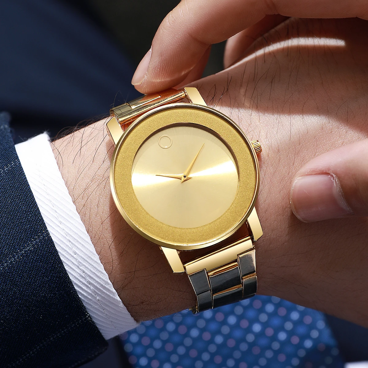 

3 шт. Мужские универсальные деловые часы со стальным ремешком, кварцевые часы, мужские часы без циферблатов, повседневные часы